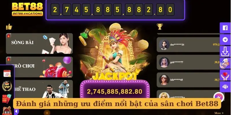 Đánh giá những ưu điểm nổi bật của sân chơi Bet88