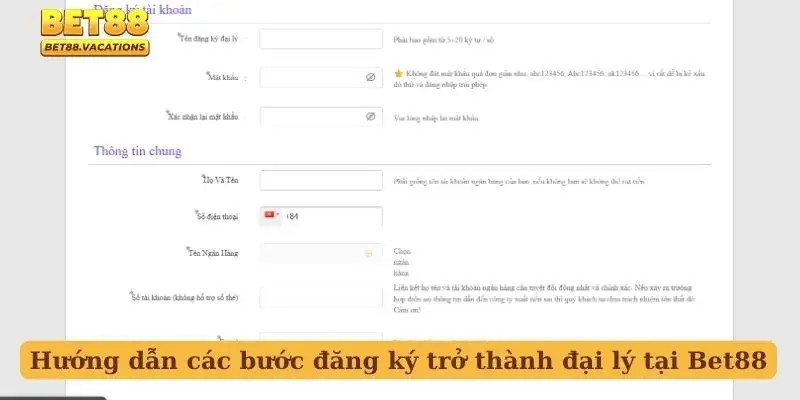 Hướng dẫn các bước đăng ký trở thành đại lý tại Bet88
