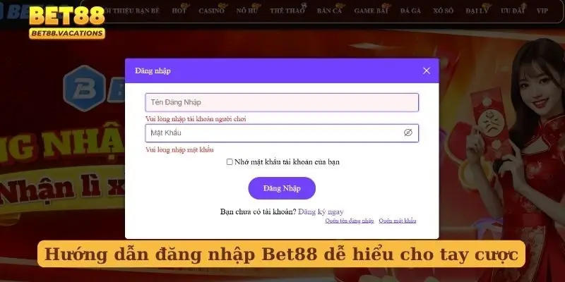 Hướng dẫn đăng nhập Bet88 dễ hiểu cho tay cược