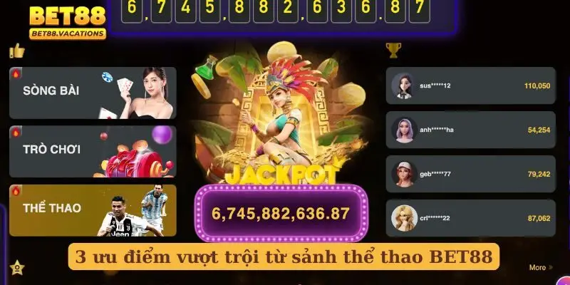 3 ưu điểm vượt trội từ sảnh thể thao BET88